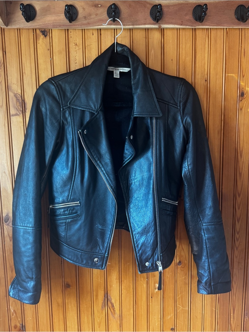 Zara Black Leather Moto Jacket for Women